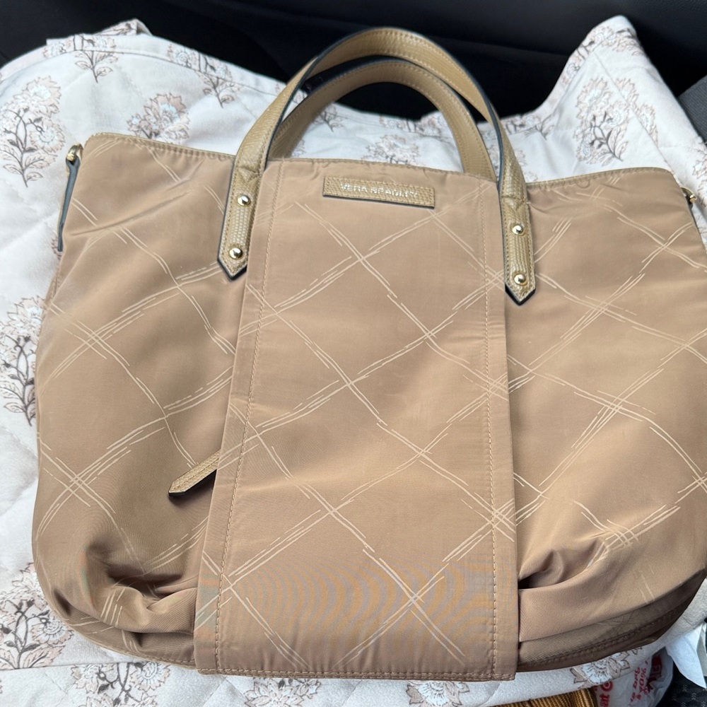 Vera Bradley Tan and Gold Tote Bag
